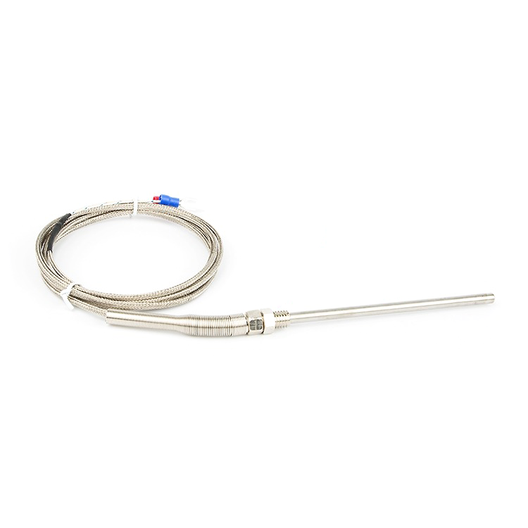 Spring Compression Type 2m Stainless Steel Shielded Wire Thermocouple PT100 Temperature Rtd Sensor 3 Wires