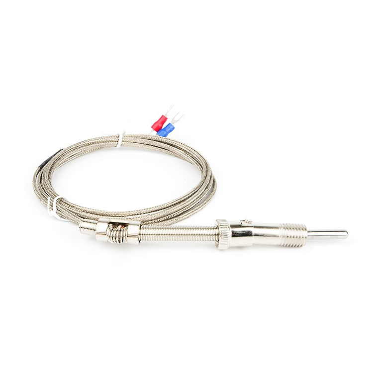 Spring Compression Type 2m Stainless Steel Shielded Wire Thermocouple PT100 Temperature Rtd Sensor 3 Wires