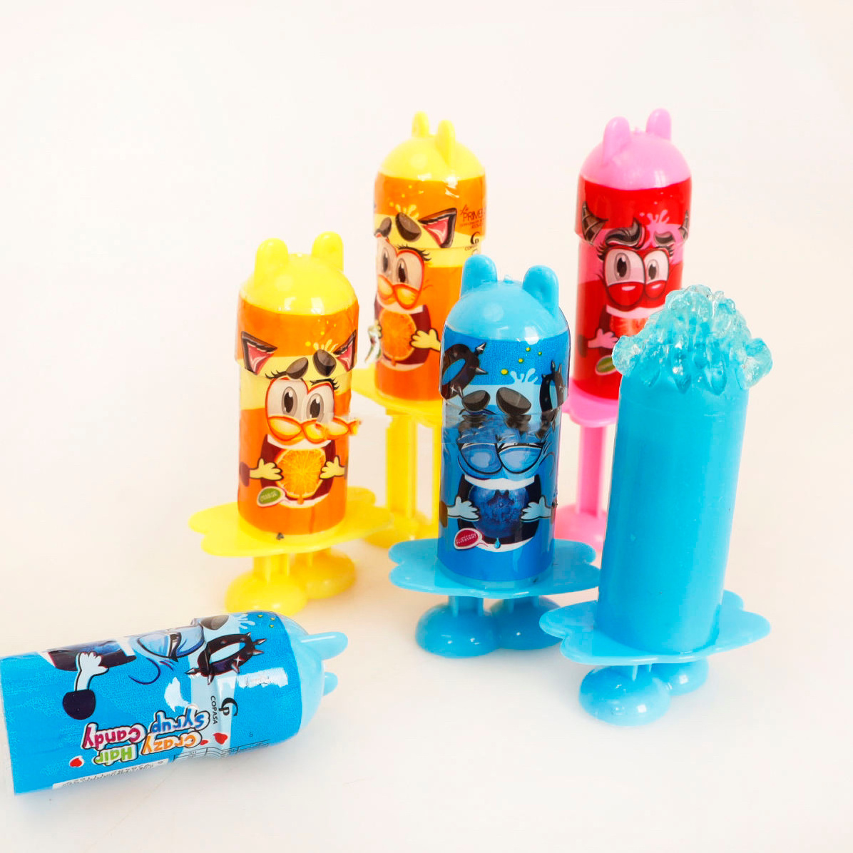 Wholesale price interesting cartoon mix fruity jam jelly liquid candy syringe candy toys kids