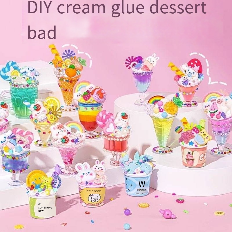 OEM Classic Toys Handmade DIY Cream Gelato Cup Material Pack Cream Glue Diy Set Simulation Dessert Ultra Light Clay Diy Kits