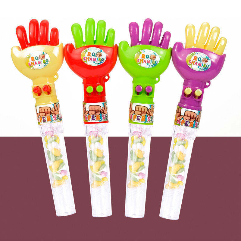 2024 New Hand Paw Changing Mora Toy Plastic Bottle For Candy Hand Moving Finger Rock Paper Scissors Sweet Candies Toy