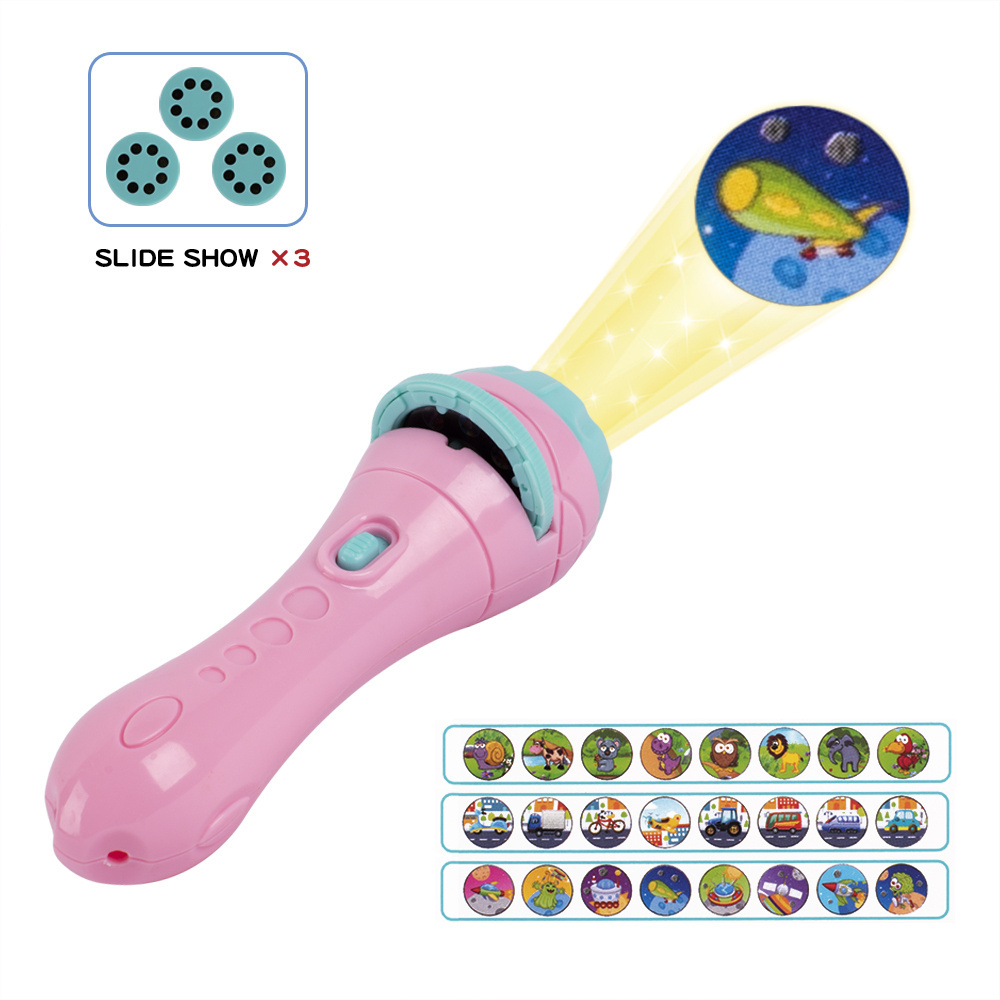 2023 Top Sale Girl Boy Early Education Projector Slide Story Machine Bedtime Toy Lamp Glowing Kids Lightstick Flashlight for kid