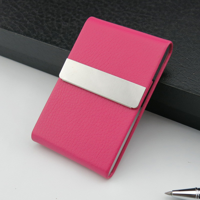 Factory direct sale PU leather business card case stainless steel leather business card holder