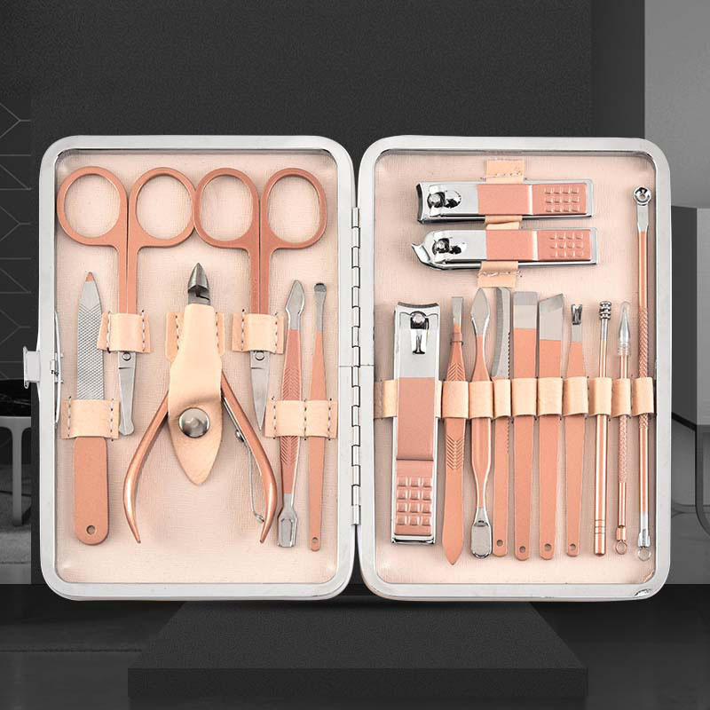 Manicure Set 4/7/9/12/15/18 Pcs Clipper Nail Art Pedicure Tool Kit Stainless Set Grooming Cute Manicure Set With Leather Case