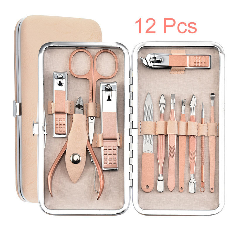 Manicure Set 4/7/9/12/15/18 Pcs Clipper Nail Art Pedicure Tool Kit Stainless Set Grooming Cute Manicure Set With Leather Case