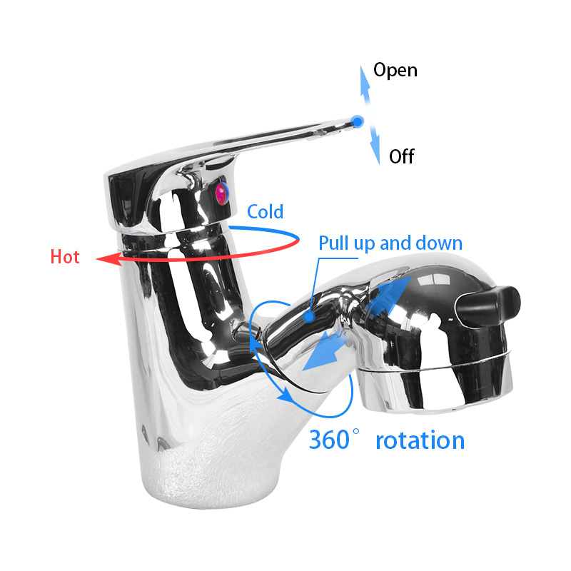 TYTXRV Telescopic Pulling Type Water Saving Cold and Hot Water Boat Trailer Caravan RV Bathroom Kitchen Faucet