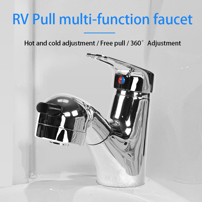 TYTXRV Telescopic Pulling Type Water Saving Cold and Hot Water Boat Trailer Caravan RV Bathroom Kitchen Faucet