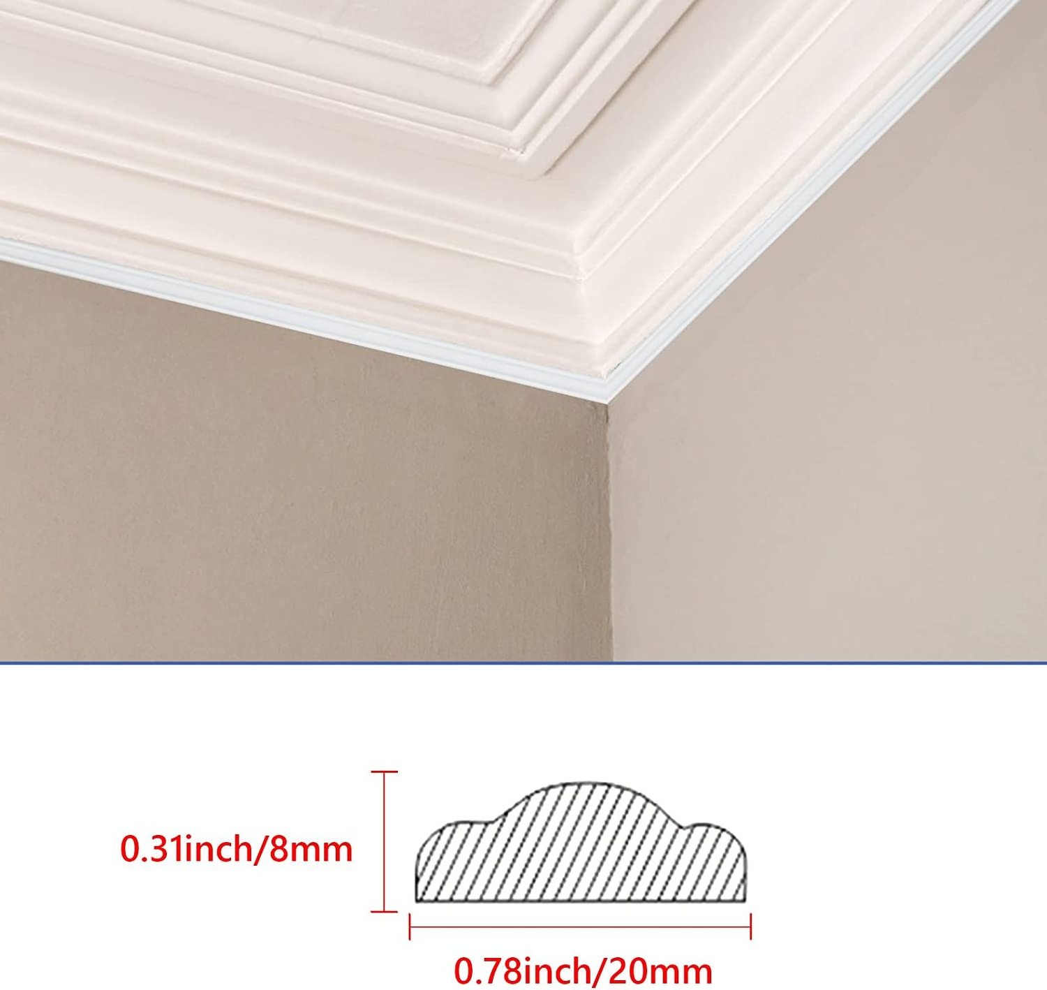 9.8FT Wall Molding Trim Self Adhesive, 10 Feet Peel and Stick Tile Trim Molding Ceiling Border, Waterproof Wall Trim