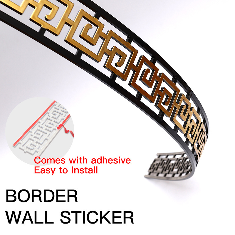 3D Waterproof Wall Border Self-adhesive Sticker ABS  New Chinese-style Molding Wall Peel And Stick Corner Line Borders Baseboard