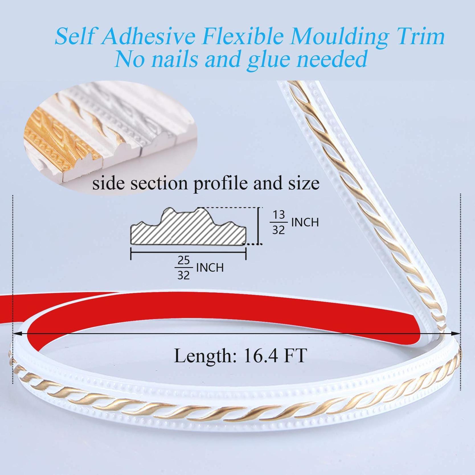 PVC decorative  flexible molding trim self-adhesive wall trim stickers waterproof furniture ceiling strap home decor