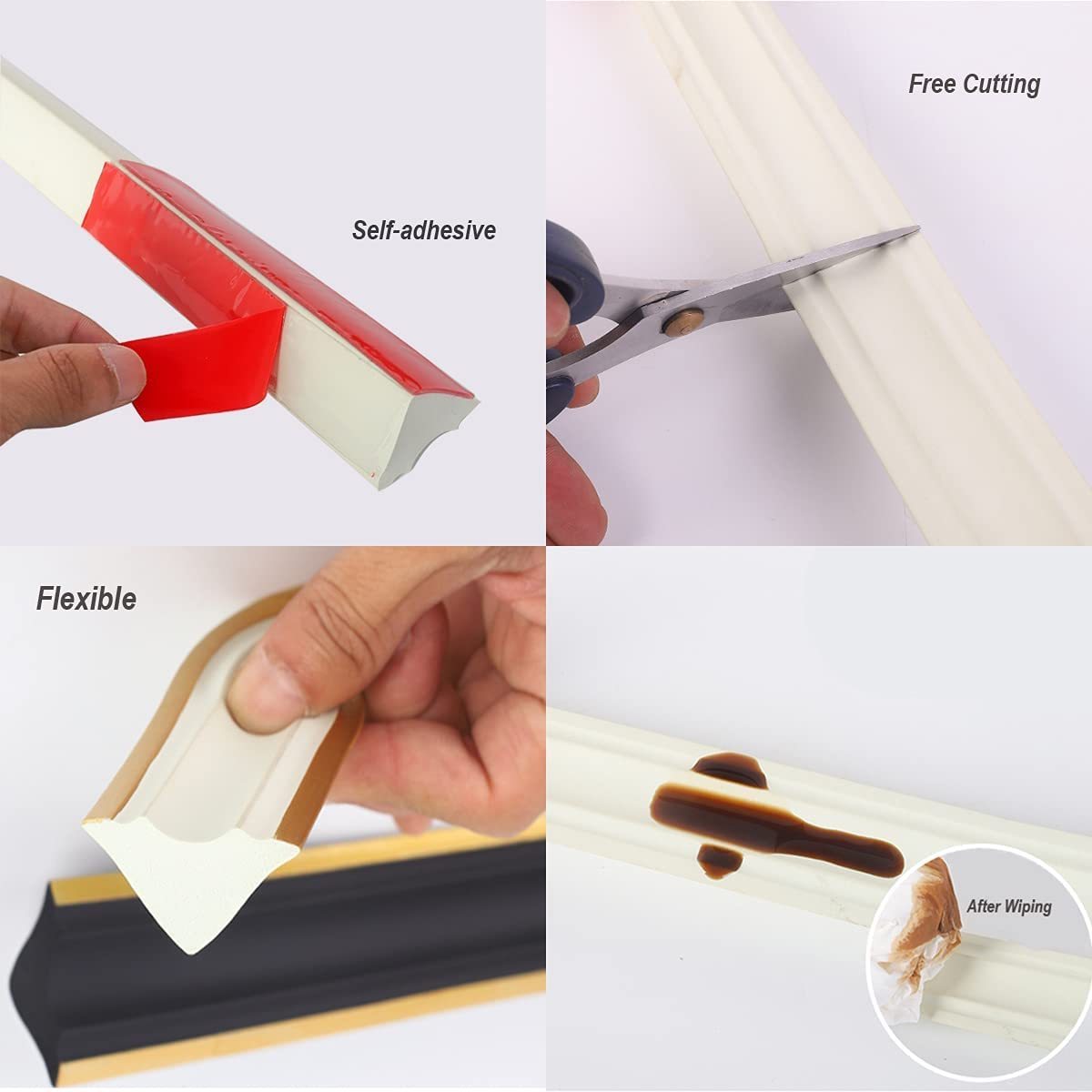 Flexible Trim Caulk Strip Peel and Stick Trim for Molding  Tile Edge Ceiling Wall Corner  Baseboard Floor