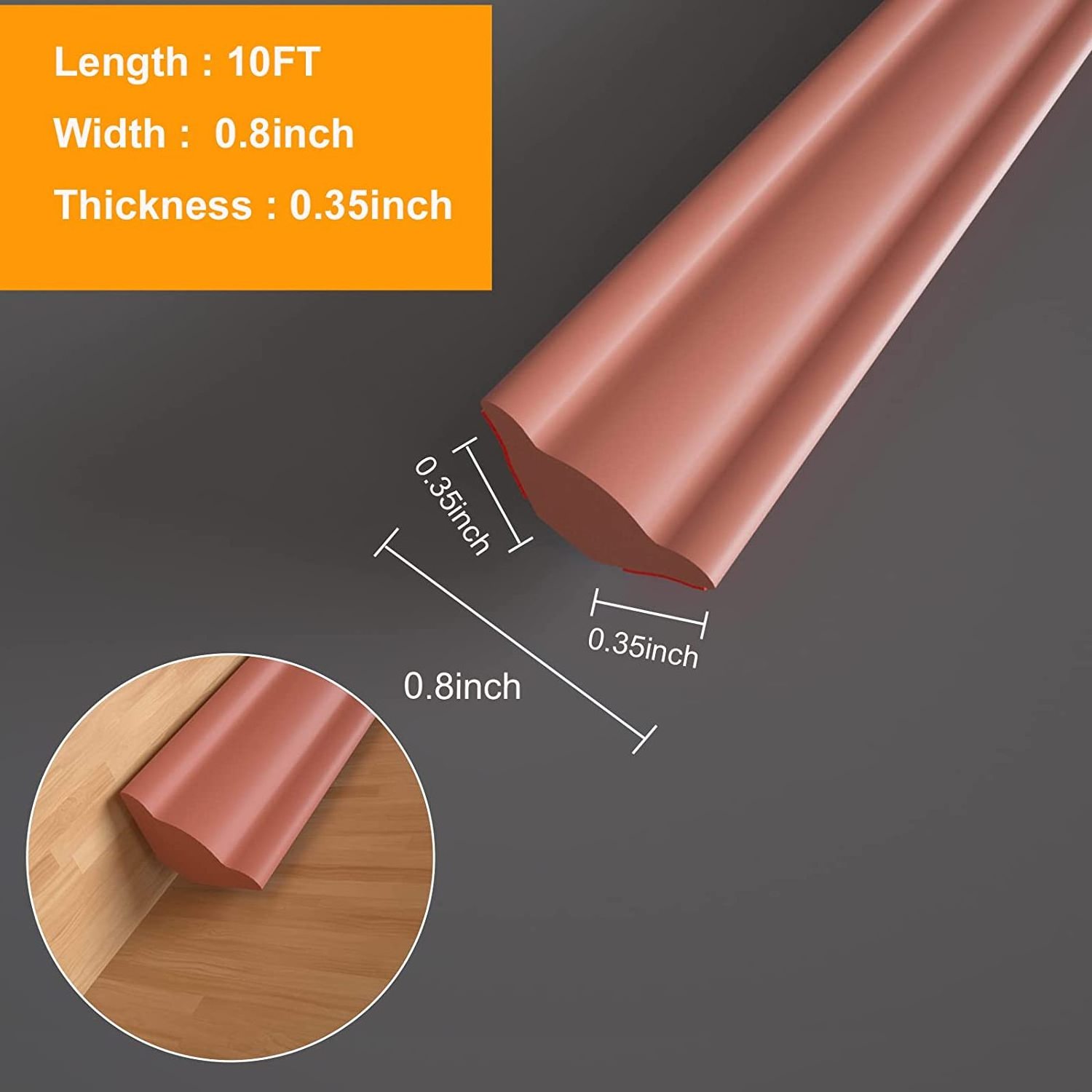 10FT Self-Adhesive Caulk Strip Flexible Paintable Floor Trim Peel and Stick Molding Trim for Wall Corner Floor Ceiling Tile Edge