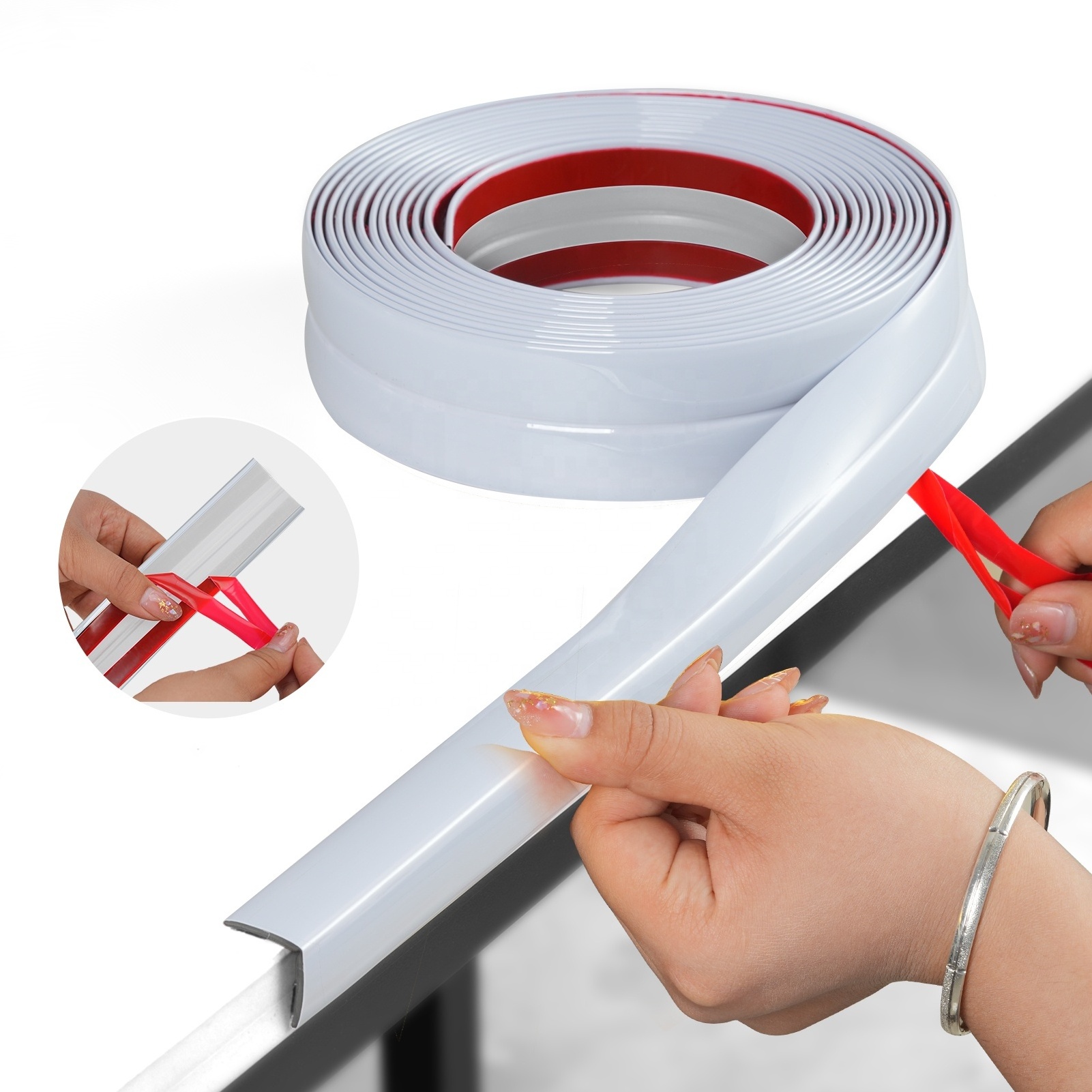 PVC Edge Protector Strip  Edge Protectors Self-Adhesive Wall molding trim for Furniture Safety Bumpers or Decore