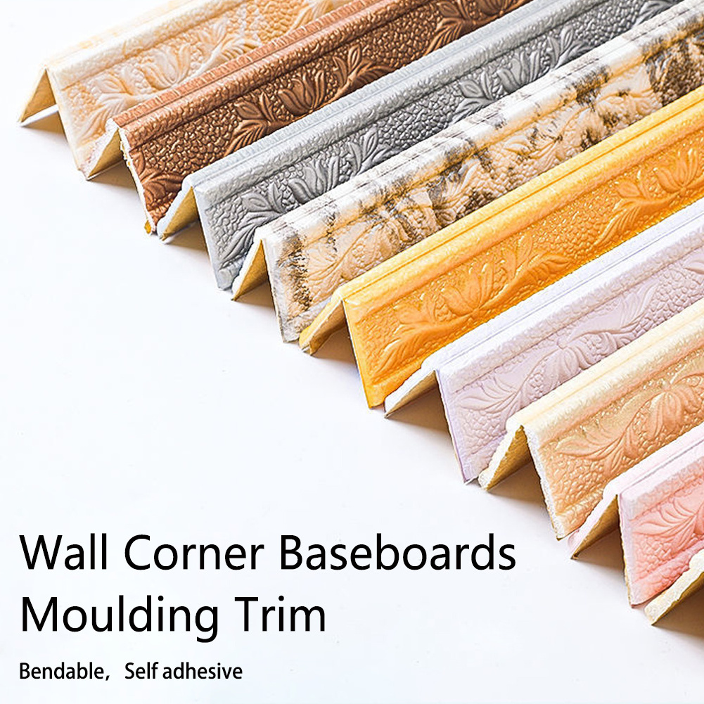 7.5ft Self Adhesive Wall Edging Strip Baseboard Foam Wall Trim Wallpaper Border for Mirror Edge Home Decor