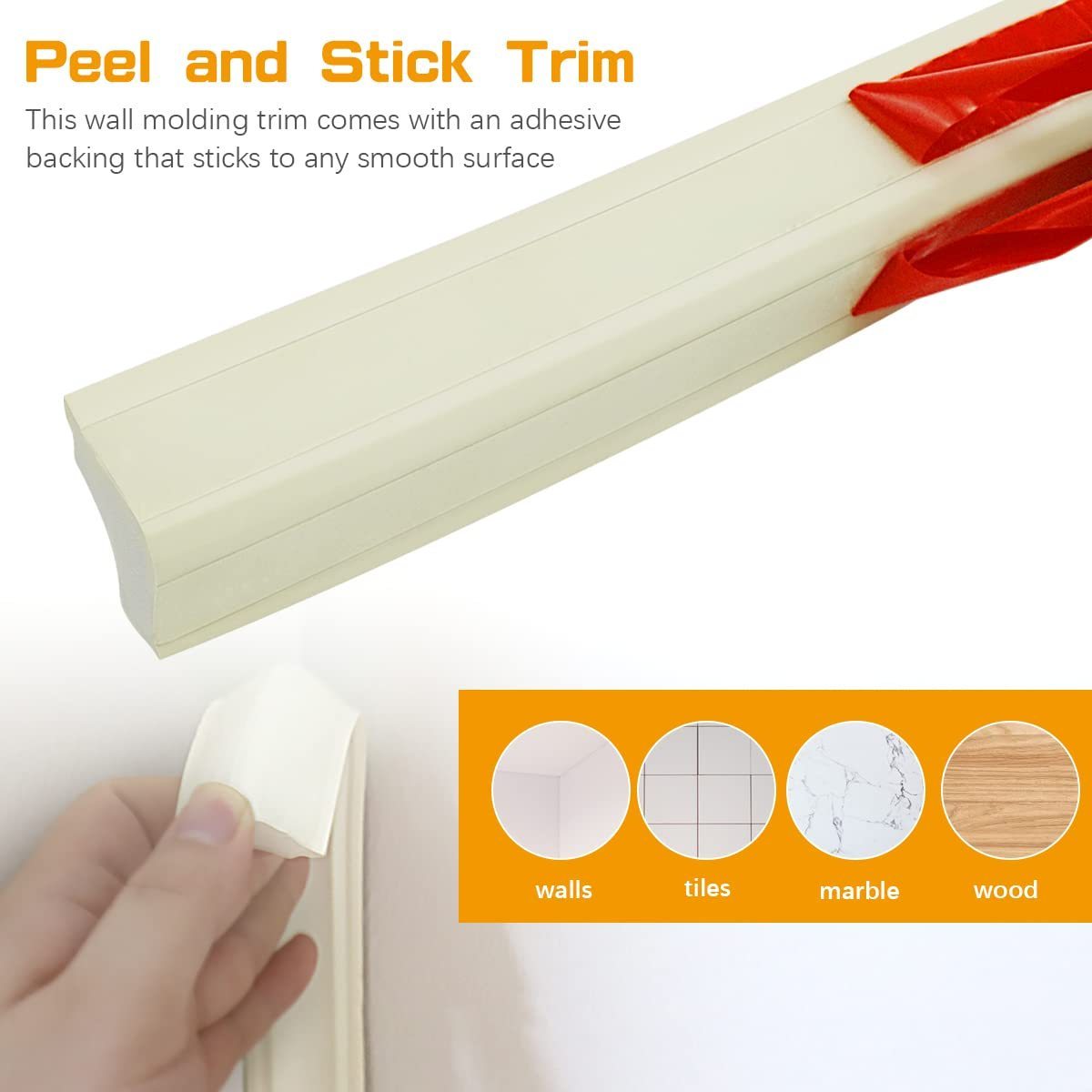 Peel and Stick Trim Molding 16.4 Feet,Ceiling Baseboard Inside Corner Trim Self-Adhesive for Wall Corner, Ceilings Edge Decor