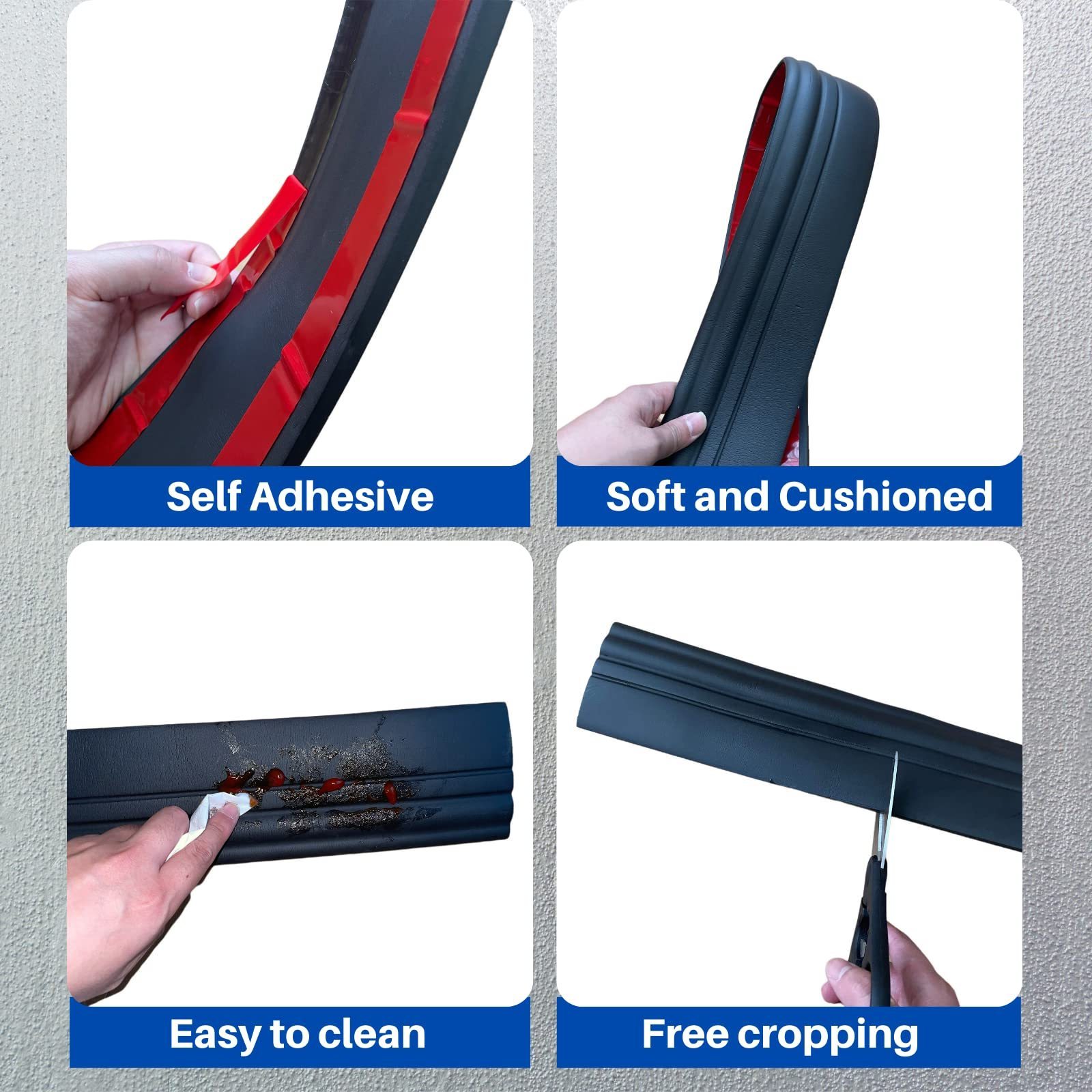 Black Rubber Trim Molding Flexible Wall Base Moulding, Peel and Stick Baseboard & Skirting Molding Trim