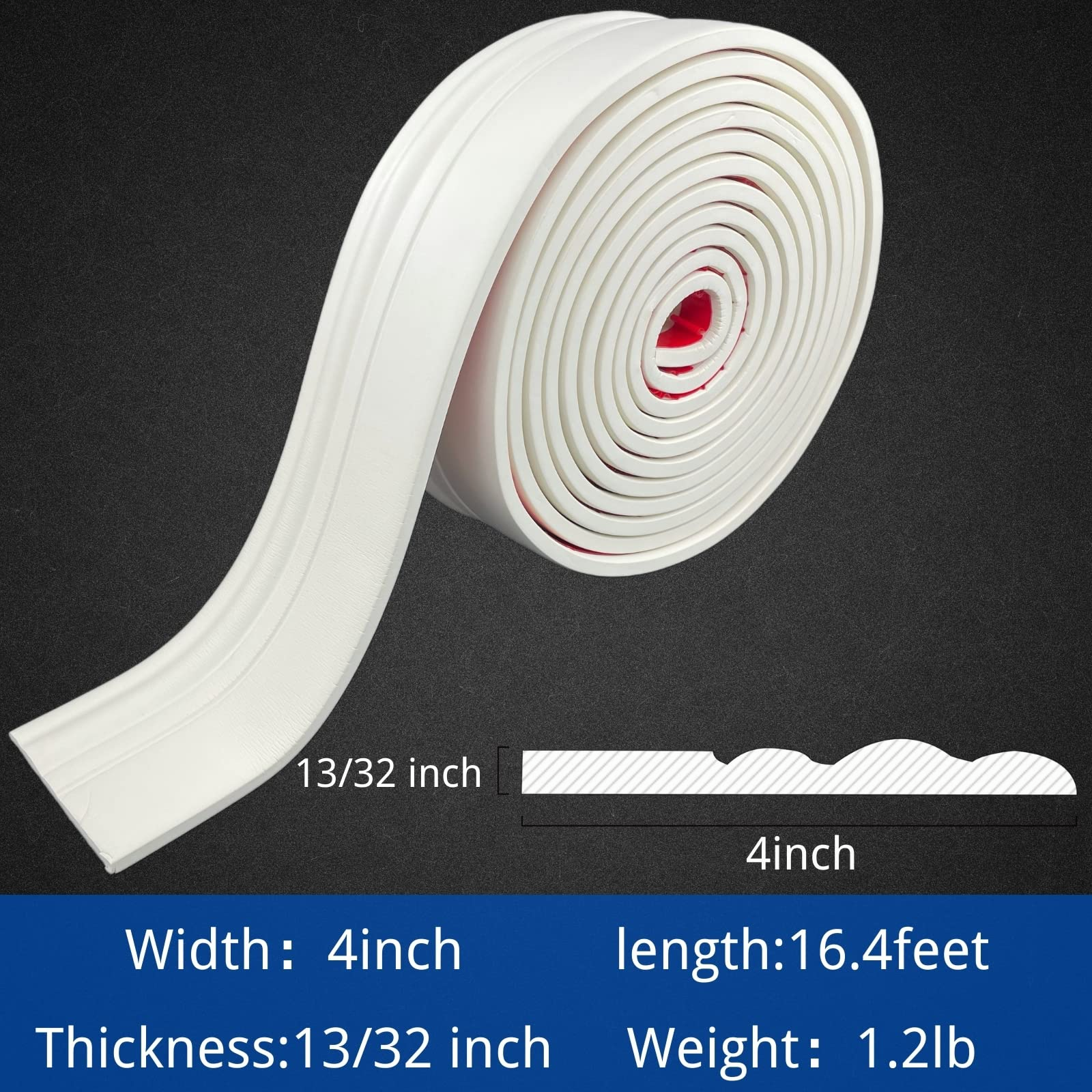 White Vinyl Flexible Wall Base Baseboard Molding Trim Floor Molding for Wall and Floor Decoration