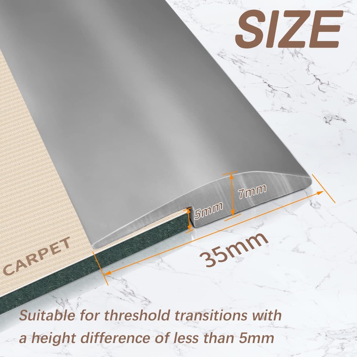 PVC Carpet & Floor Edging Trim Strip Threshold Transition Strips Self Adhesive Suitable for Threshold Transitions