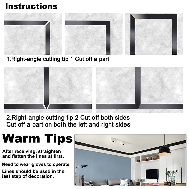 Wall molding trim Stainless steel Peel and Stick Molding Trim Wall/Ceiling/Mirror Frame/Furniture