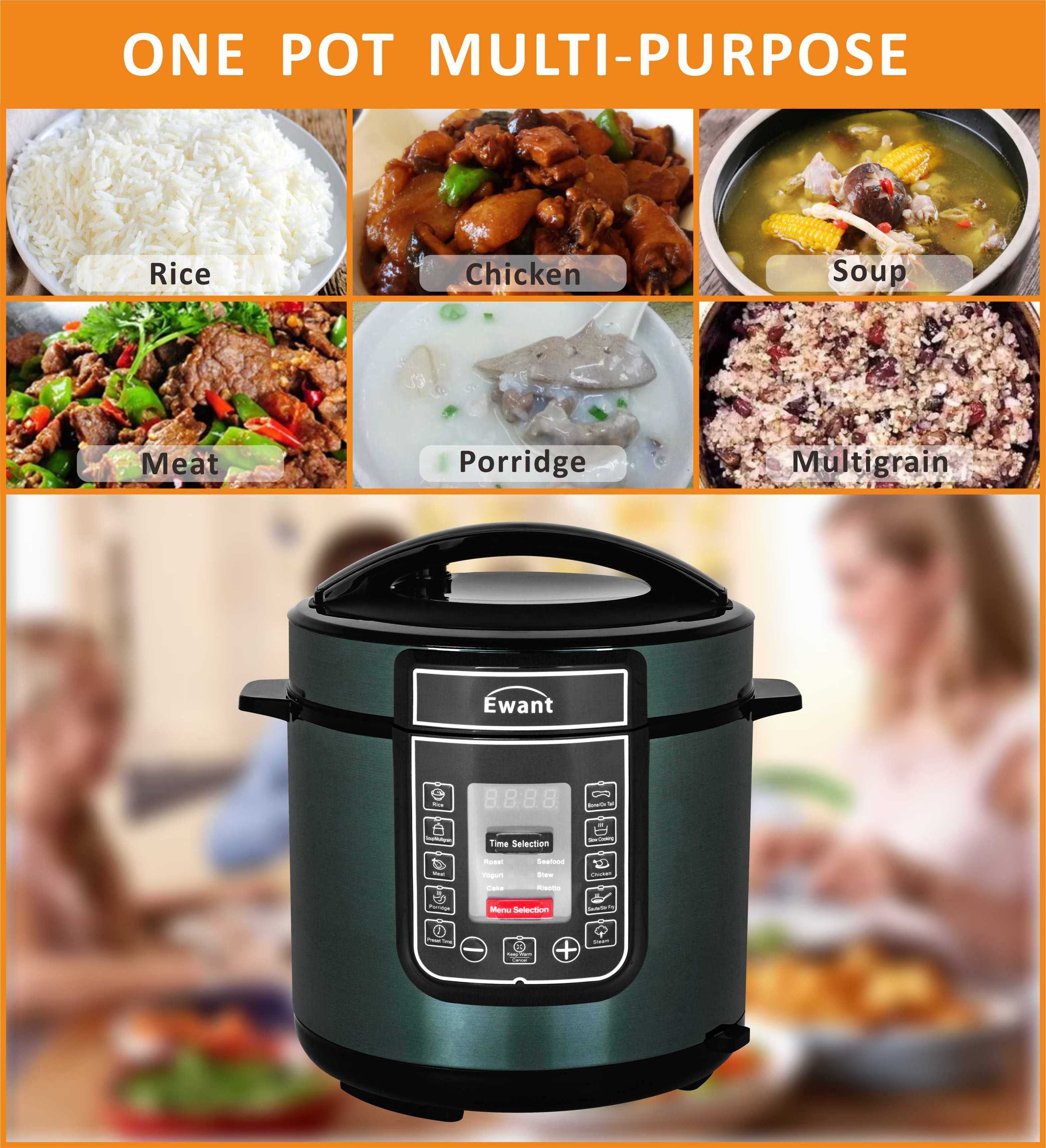 Ewant 6L 2023 Household Appliances Multi Function Digital Control Aluminum Inner Pot Stainless Steel Electric Pressure Cooker