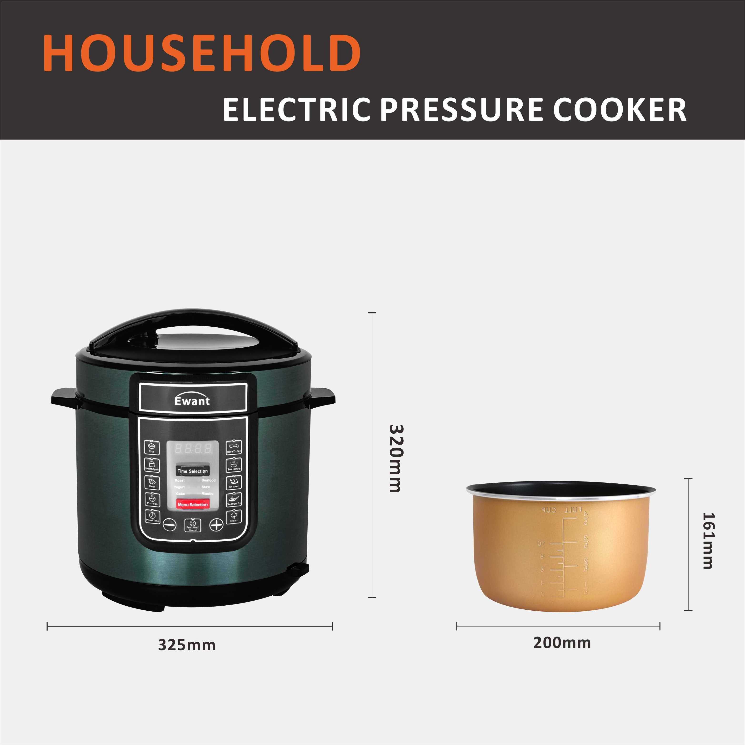 Ewant 6L 2023 Household Appliances Multi Function Digital Control Aluminum Inner Pot Stainless Steel Electric Pressure Cooker