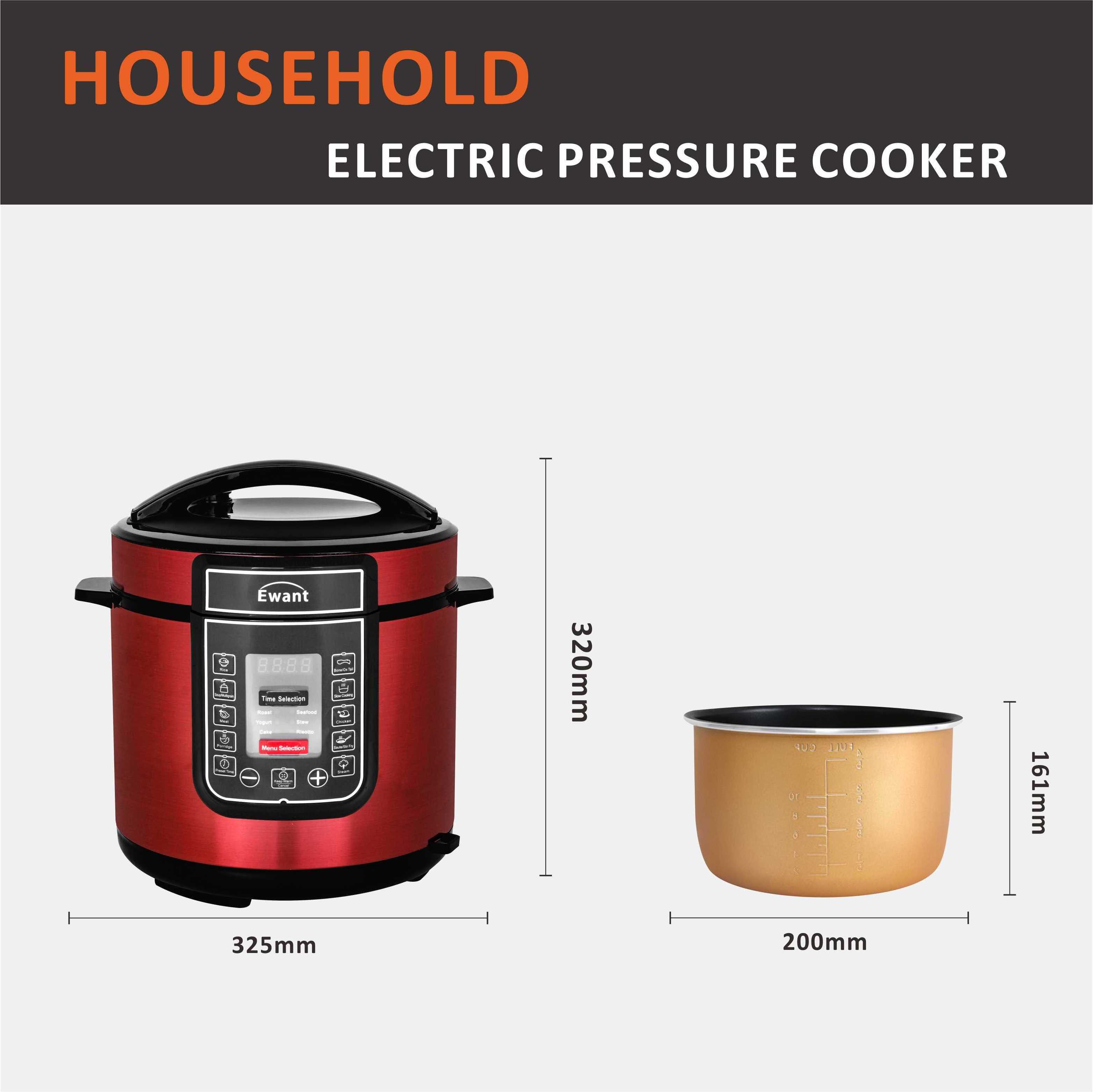 Ewant 6L 2023 High Quality Kitchen Appliance Aluminum Inner Pot Electric Pressure Cooker With Push-Button