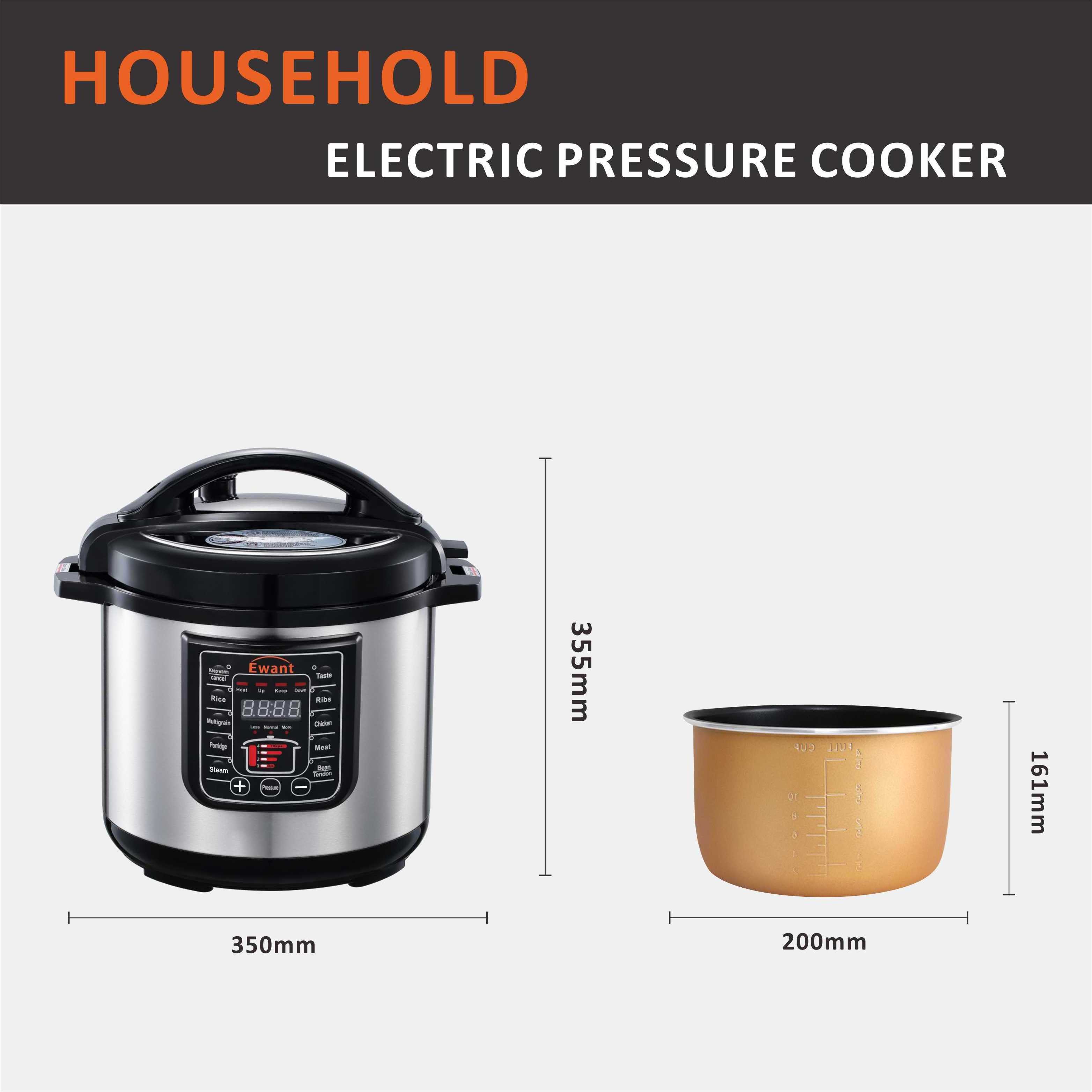 4L 5L 6L 8L 6 Quart Multi-Function Digital Panel Smart Electric Pressure Cooker Rice Cooker with Stainless Steel Housing