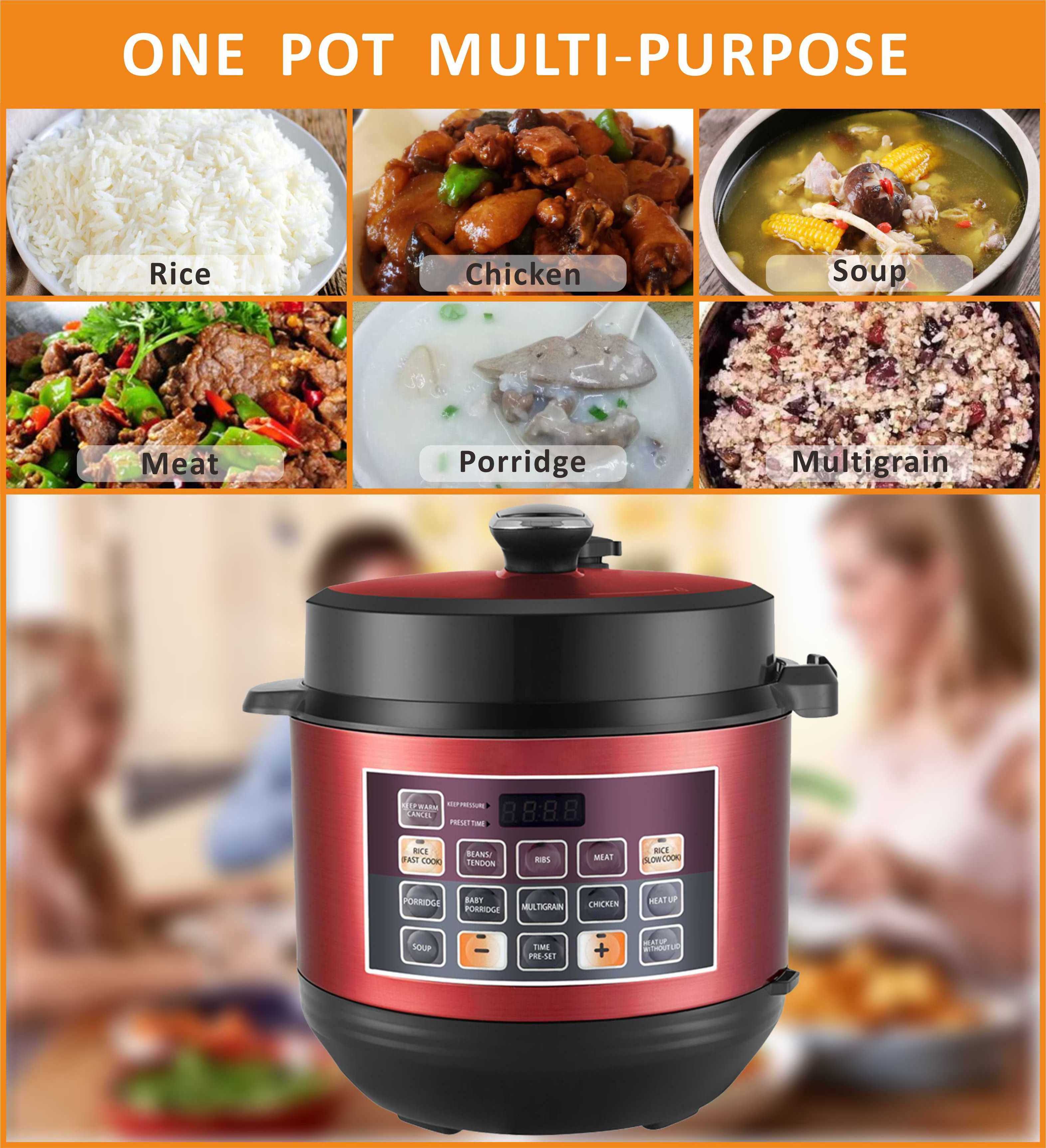 Ewant 4L 5L 6L Indian Pressure Cooker Stainless Steel Optional Color Electric Glass Lid Pressure Cooker And Rice Cooker