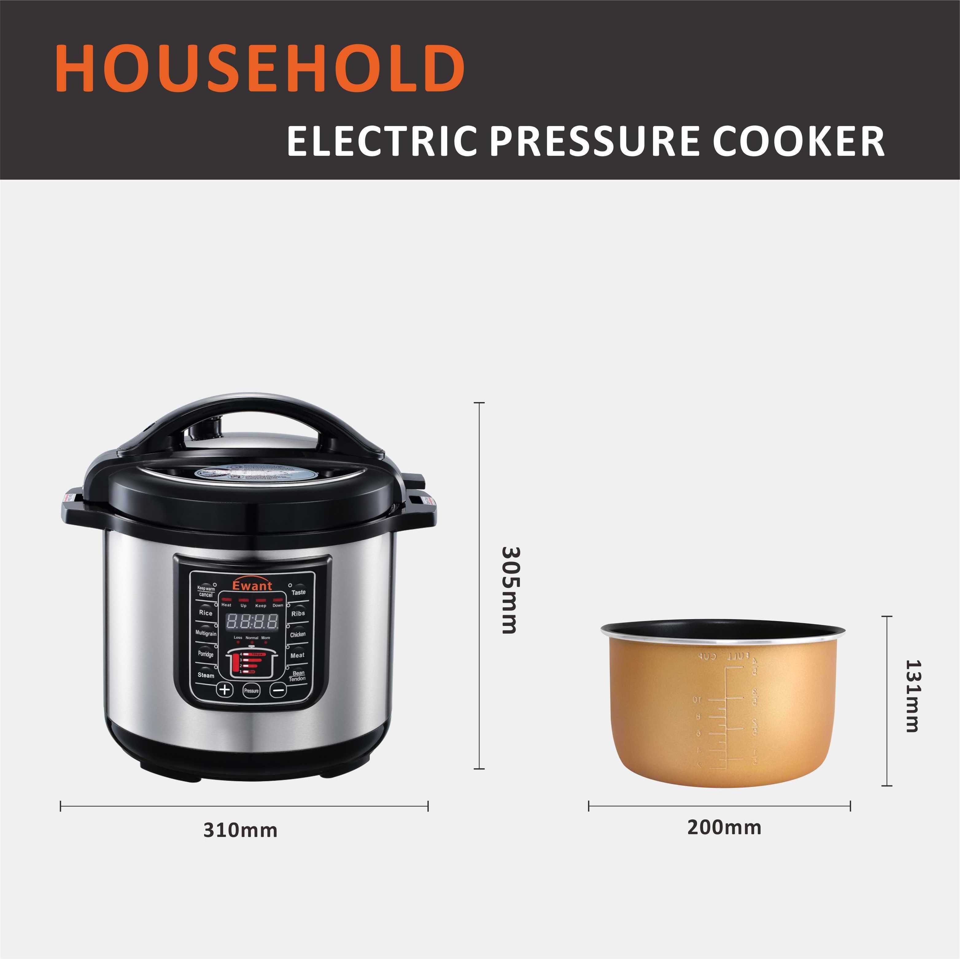 Ewant 4L 5 Litre 6L 8L Household 70Kpa 800W Pressure Cooker Multipurpose Stainless Steel Fast Pot Electric Pressure Rice Cooker