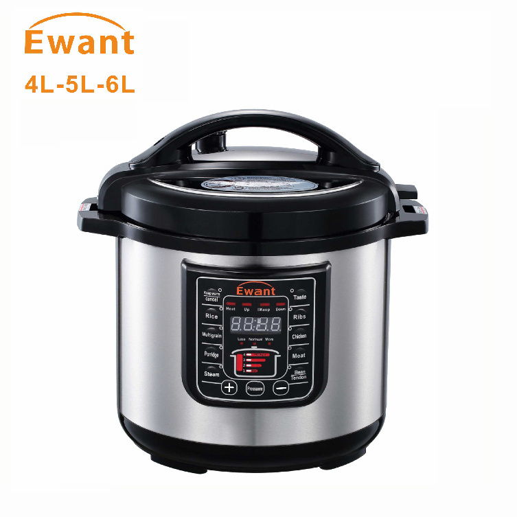 Ewant 4L 5L 6L 8L 800W 70Kpa Household Multi Stainless Steel Crock Pot Electric Pressure Cooker Heating Plate