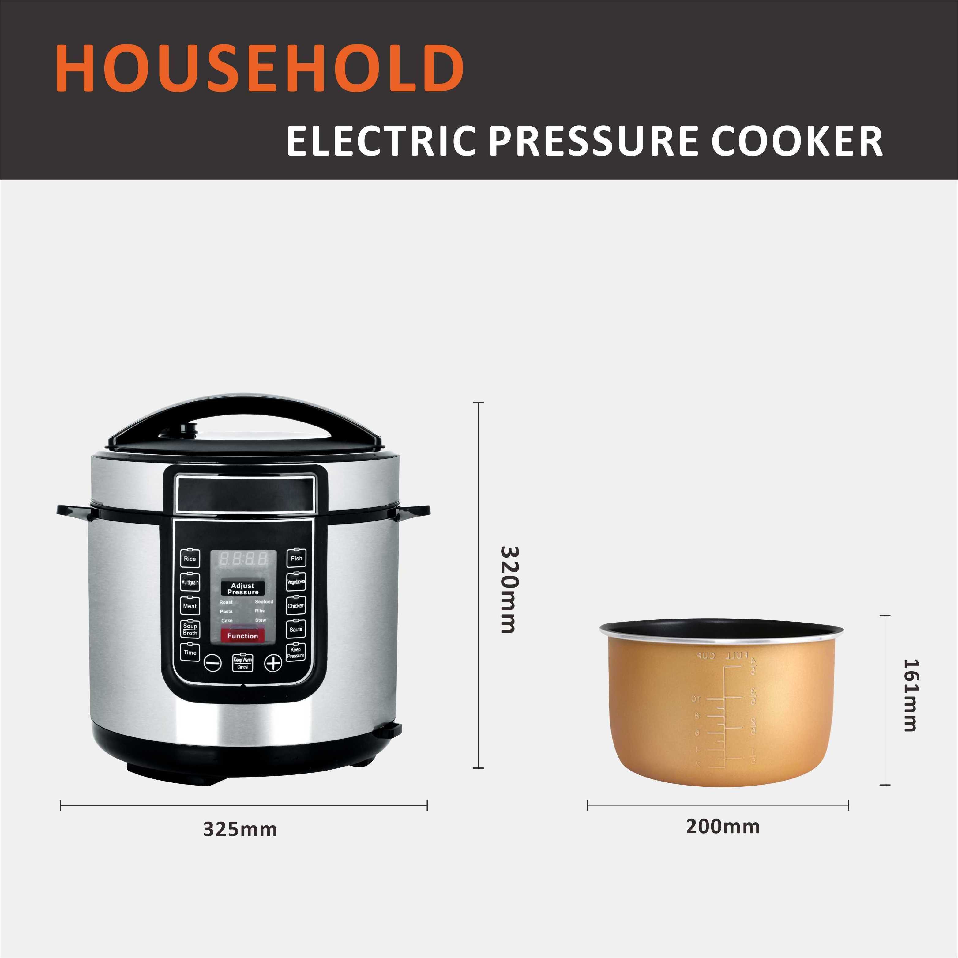 Low Price 6L Large Capacity 220V 1000W 70KPA Automatic Soup Cooker Non Stick Stainless Steel German Electric Pressure Cookers