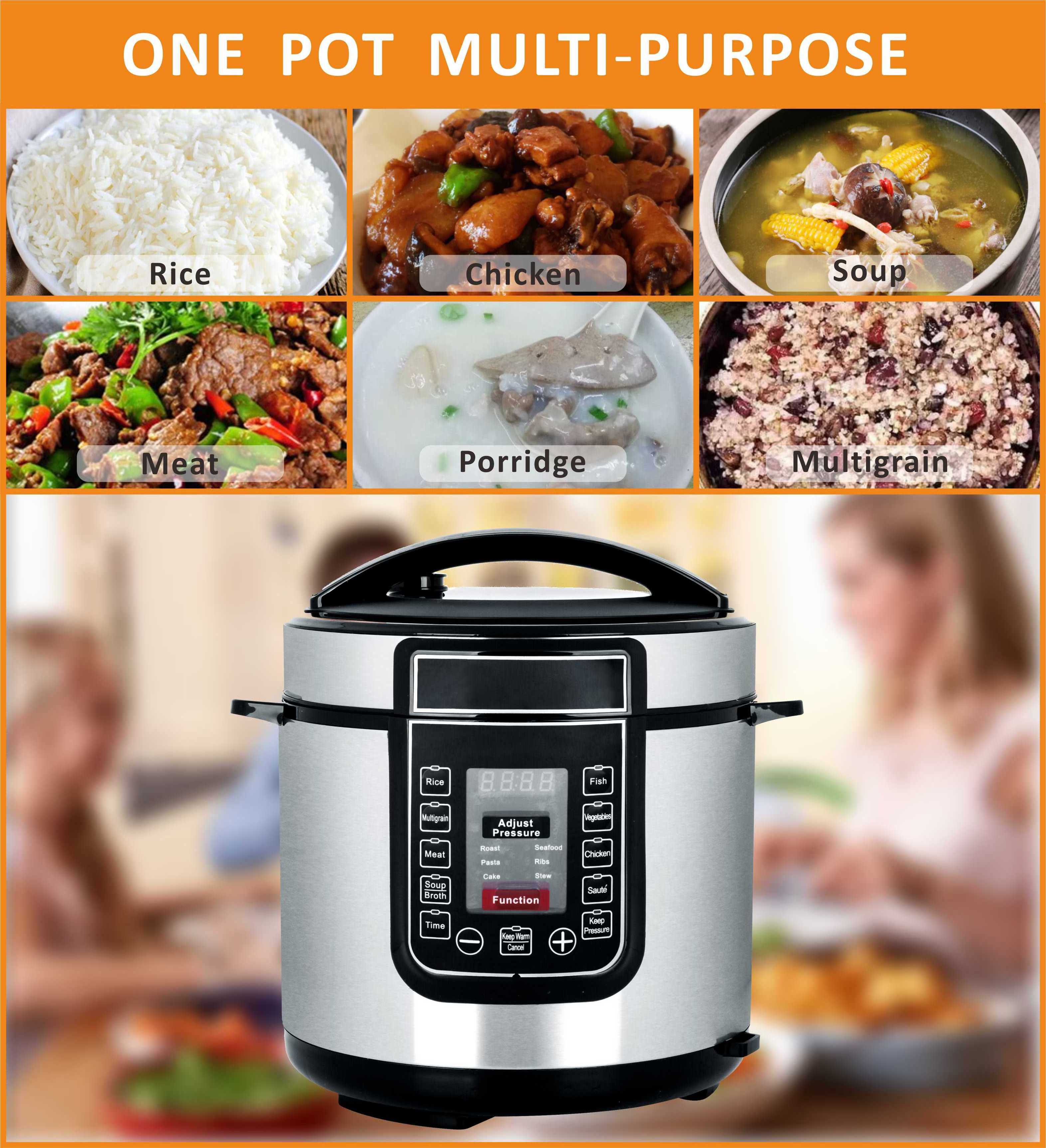 Low Price 6L Large Capacity 220V 1000W 70KPA Automatic Soup Cooker Non Stick Stainless Steel German Electric Pressure Cookers