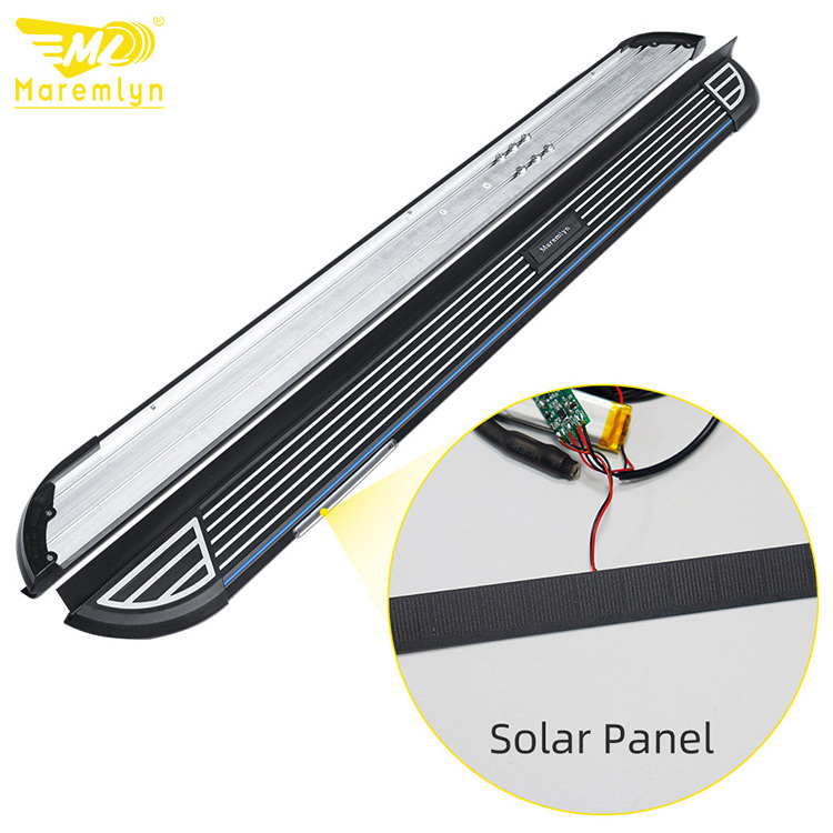 Maremlyn SUV Side Pedal Step Boards Auto Exterior Accessories Solar LED Light Aluminum Side Step For Car Universal Running Board