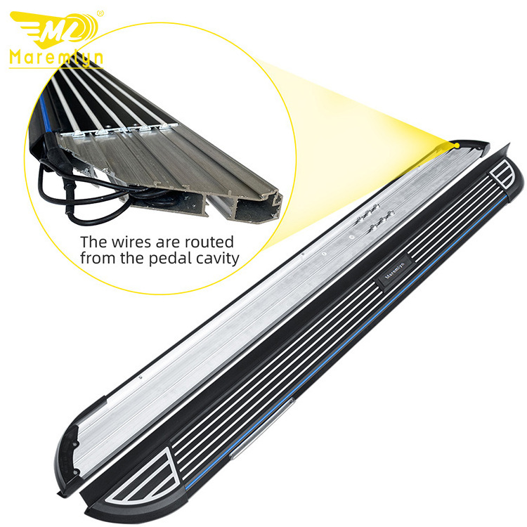 Maremlyn SUV Side Pedal Step Boards Auto Exterior Accessories Solar LED Light Aluminum Side Step For Car Universal Running Board