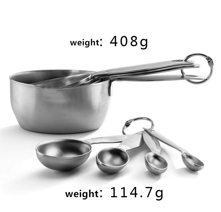 Stainless steel measuring cup measuring spoon 8-piece set oval egg-shaped measuring spoon set