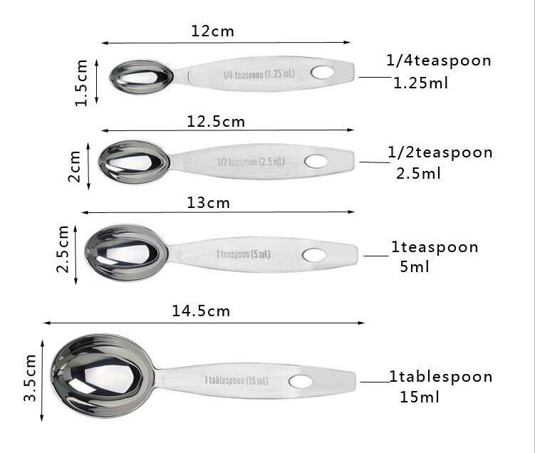 Stainless steel measuring cup measuring spoon 8-piece set oval egg-shaped measuring spoon set