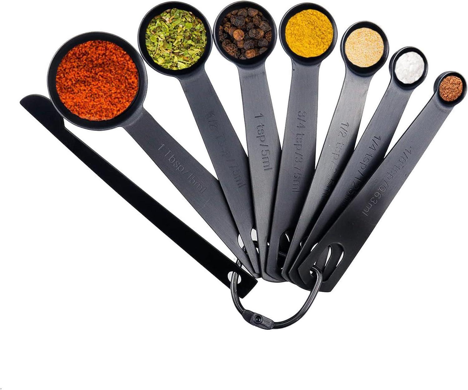 RouBlack Measuring Spoon with wire handle Kitchen metal tool Stainless Steel Oval Measuring Cup Set at wholesale price