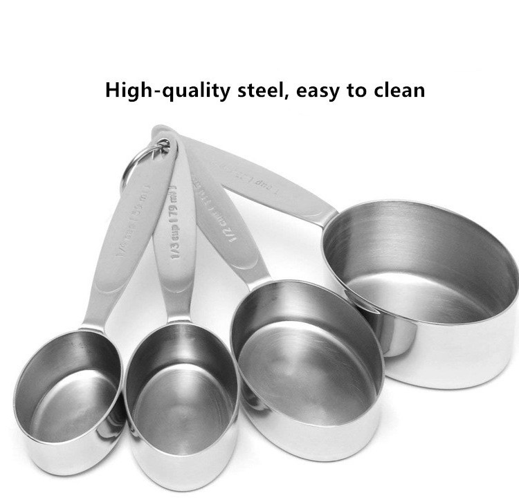 Stainless steel measuring cup measuring spoon 8-piece set oval egg-shaped measuring spoon set