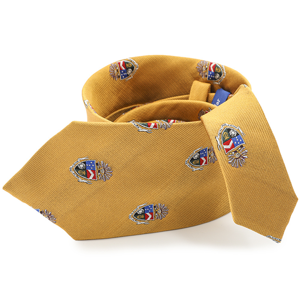 China Necktie Supplier Custom Wholesale Fraternities Sororities Embroidered Logos Gold Delta Tau Delta Silk Neck Tie For Men