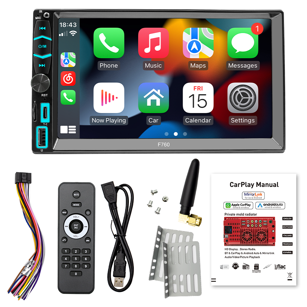 2Din Car MP5 Player 7 inch LCD Touch Screen Car Radio Stereo Apple Carplay Android Auto Mirror Link Reverse Image