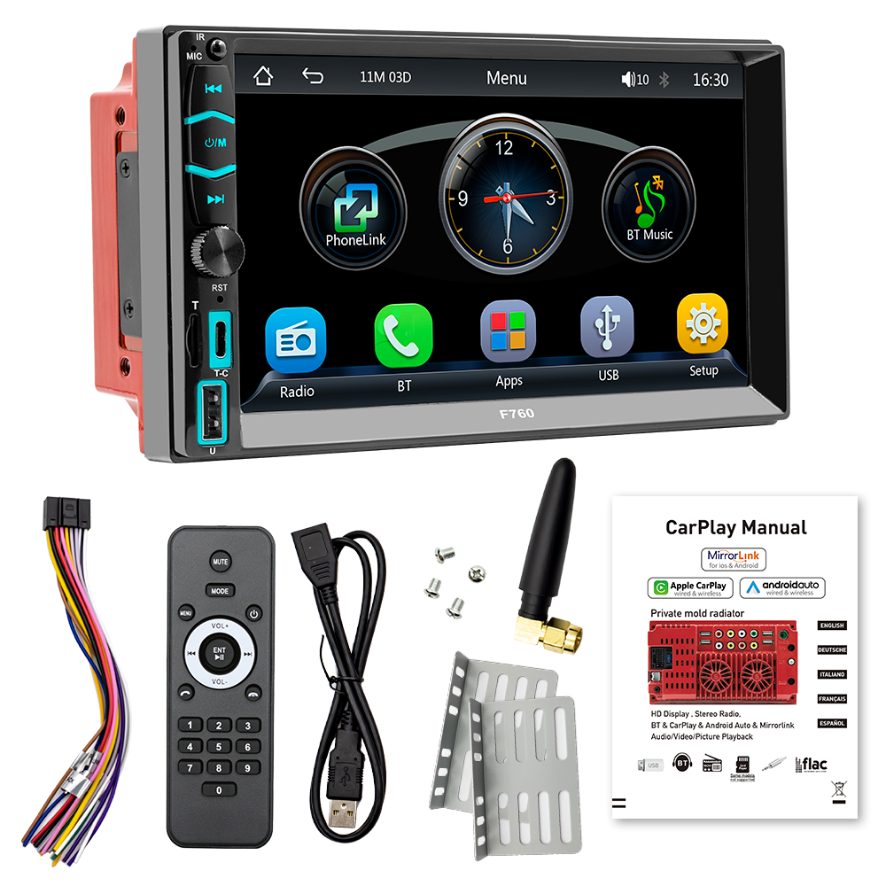 2Din Car MP5 Player 7 inch LCD Touch Screen Car Radio Stereo Apple Carplay Android Auto Mirror Link Reverse Image