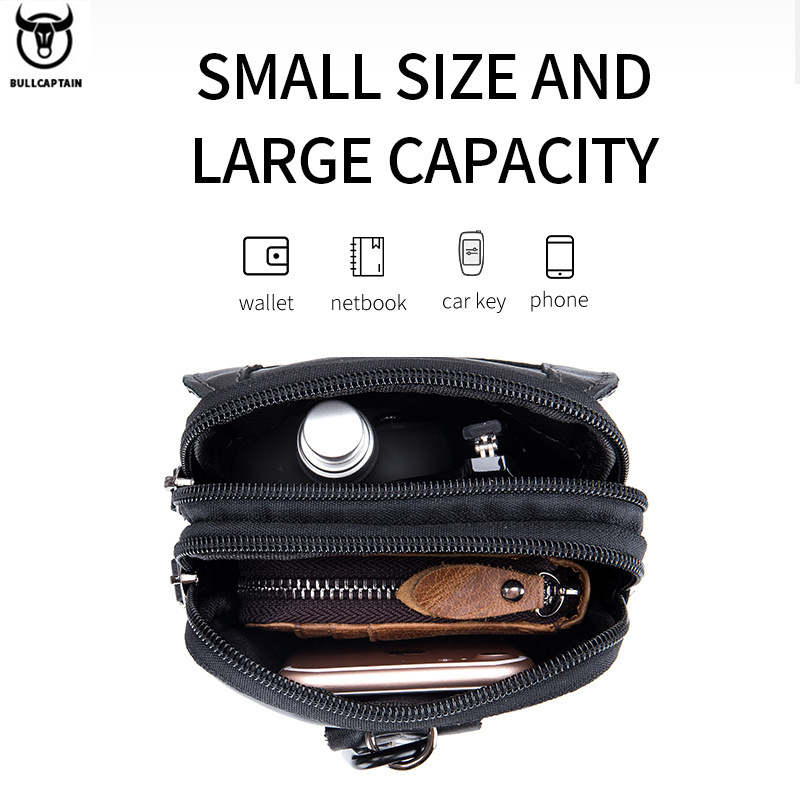 Genuine Leather Mobile Phone Bag Men's Cowhide Waist Bag Wearable Belt Can Be Hooked Business Commuting Durable Wear-resistant