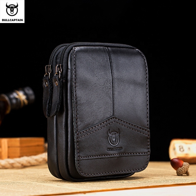 Genuine Leather Mobile Phone Bag Men's Cowhide Waist Bag Wearable Belt Can Be Hooked Business Commuting Durable Wear-resistant