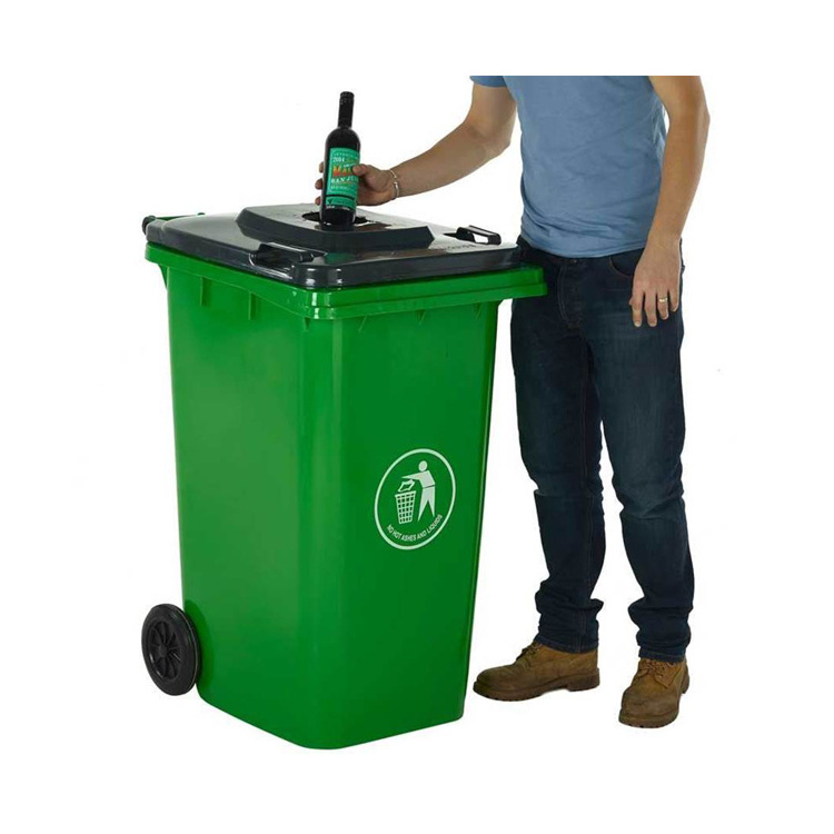 240 liter outdoor large hdpe recycle plastic wheelie garbage waste bin with deposit role and lock