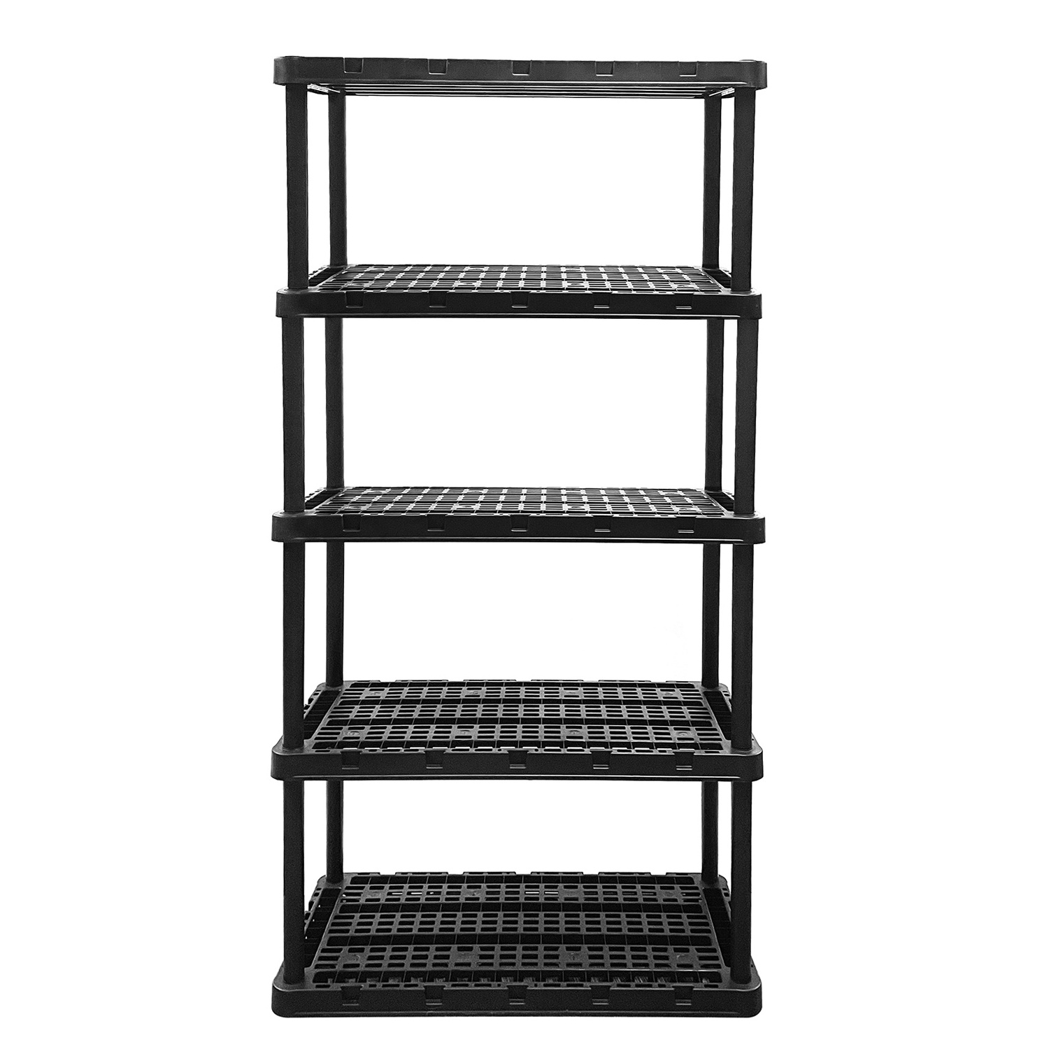 Black Heavy Duty Outside Display 5 Shelves 5 Tier Garage Storage Shelf Plastic Material Shelving Rack Shelves