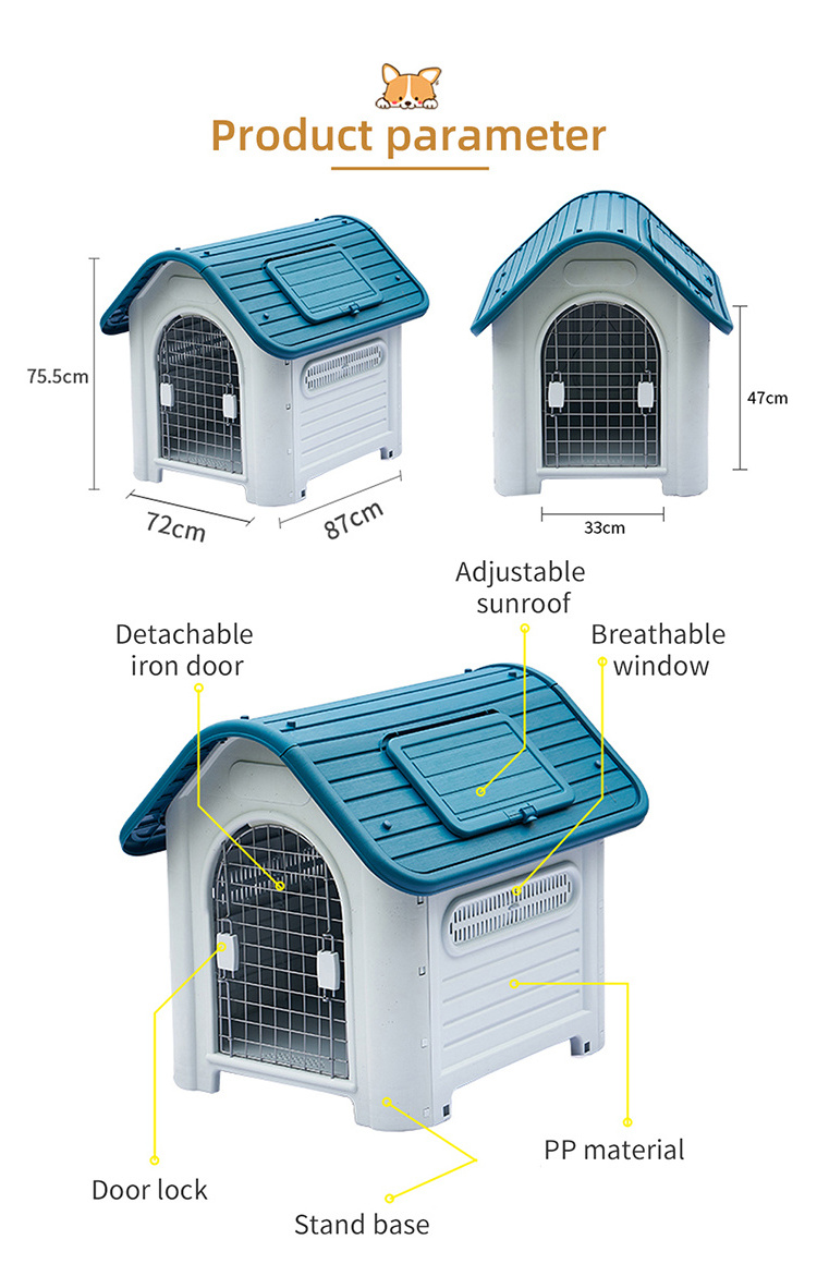 Waterproof Ventilate Carrier Container Plastic Pet Dog House Puppy Shelter For Large And Medium Police Dogs With Window