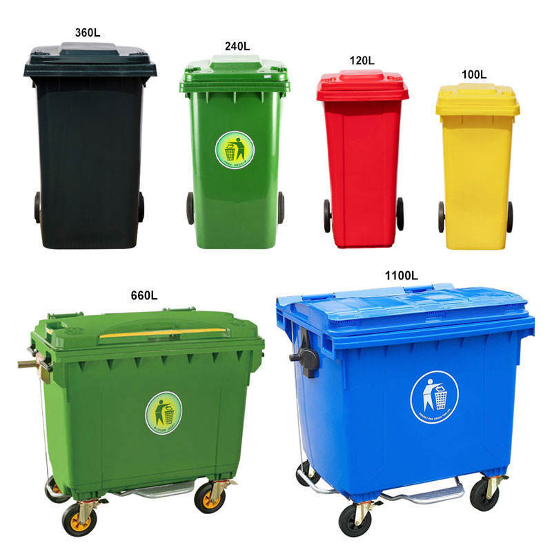 Outdoor Mobile Garbage Container Recycle Bin Trash Can 120/240/360/660/1100 Liter Plastic Wheelie Waste Bin