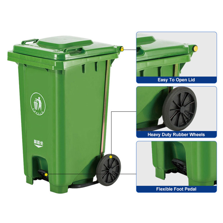 Outdoor Mobile Garbage Container Recycle Bin Trash Can 120/240/360/660/1100 Liter Plastic Wheelie Waste Bin