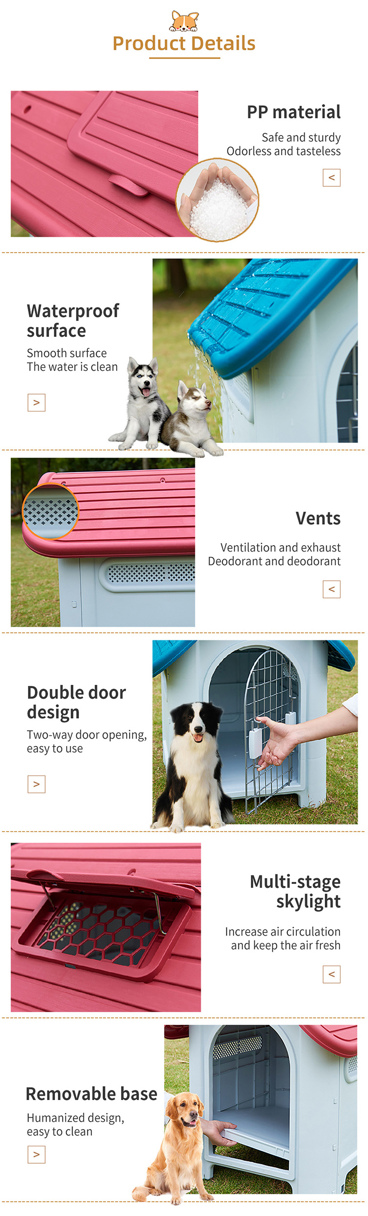 Waterproof Ventilate Carrier Container Plastic Pet Dog House Puppy Shelter For Large And Medium Police Dogs With Window