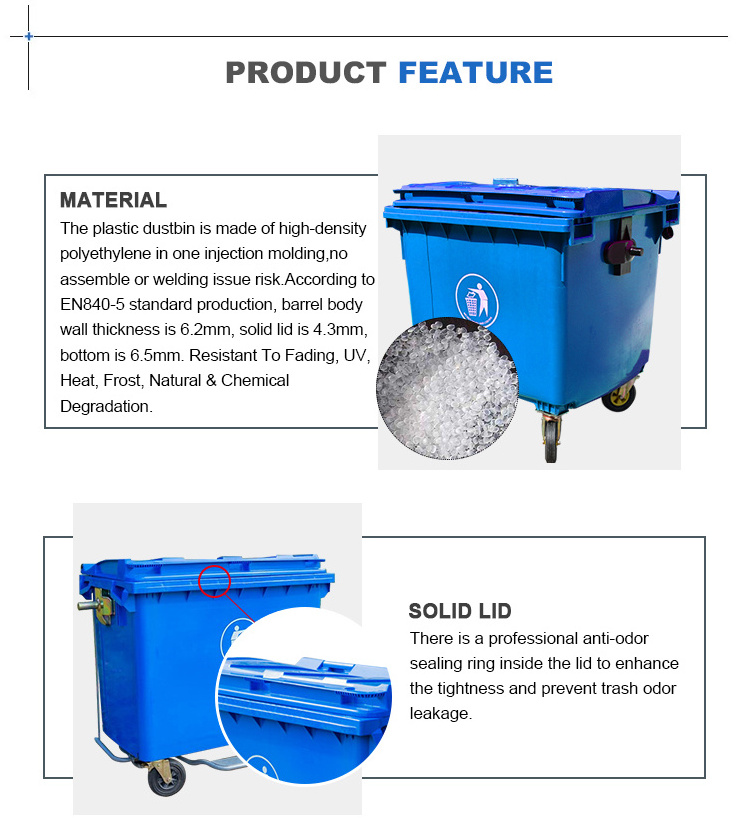 1100L hot sale wheelie bin/waste container/waste bin for sale and storage